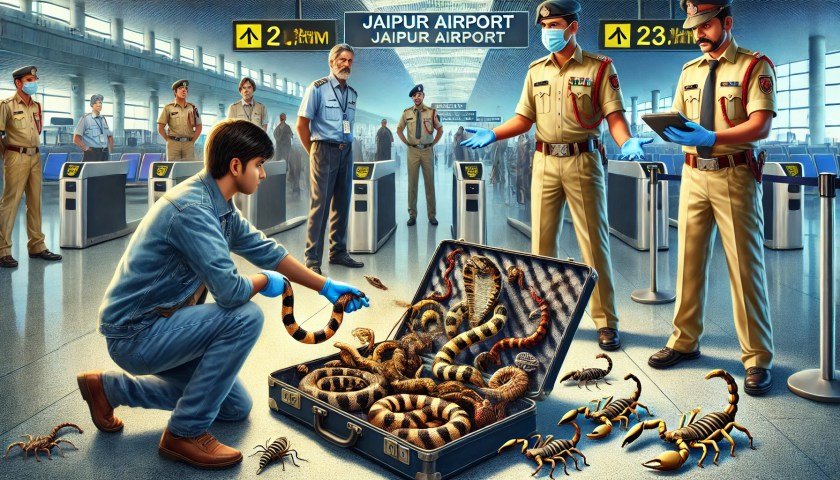 Two Passengers Caught Smuggling Snakes, Spiders, and Scorpions at Jaipur Airport 5 Smuggling Snakes