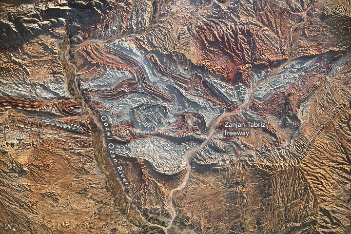 Iran folded rocks NASA