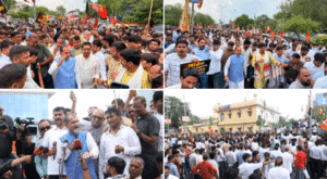 BJP Workers Clash with Police During Protest Against Congress in Jaipur