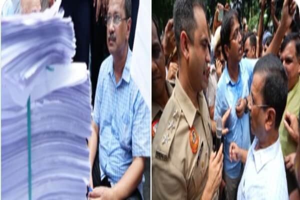 AAP Protests Against E20 Fuel Policy, Kejriwal and Leaders Stopped by Police AAP Protests Against E20 Fuel Policy, Kejriwal and Leaders Stopped by Police