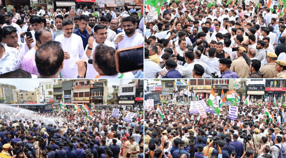 Congress Protest in Jaipur: Water Cannons Used as Activists Clash with Police